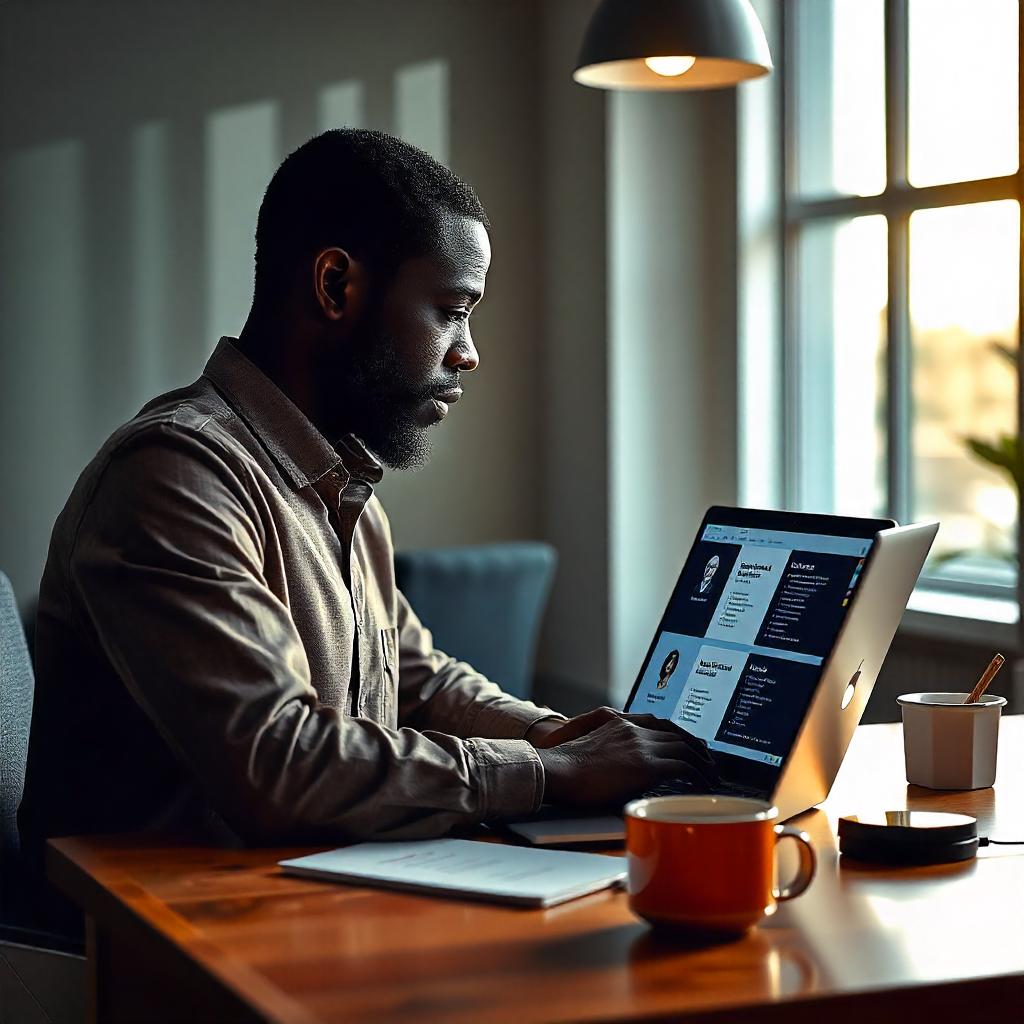 An HR professional working on a laptop with data extraction tools, processing resumes and certificates digitally