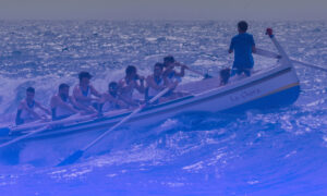 Team on a boat